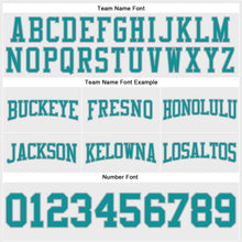 Load image into Gallery viewer, Custom Stitched White Teal-Gray Football Pullover Sweatshirt Hoodie