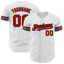 Load image into Gallery viewer, Custom White Red-Black Authentic Baseball Jersey