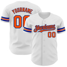 Load image into Gallery viewer, Custom White Orange-Royal Authentic Baseball Jersey