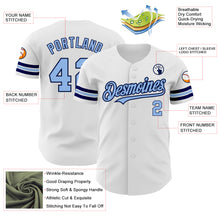 Load image into Gallery viewer, Custom White Light Blue-Navy Authentic Baseball Jersey