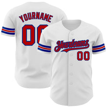 Load image into Gallery viewer, Custom White Red-Royal Authentic Baseball Jersey