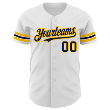 Load image into Gallery viewer, Custom White Navy-Gold Authentic Baseball Jersey