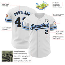 Load image into Gallery viewer, Custom White Black-Powder Blue Authentic Baseball Jersey