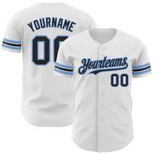 Load image into Gallery viewer, Custom White Black-Powder Blue Authentic Baseball Jersey