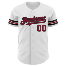 Load image into Gallery viewer, Custom White Crimson-Black Authentic Baseball Jersey