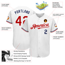 Load image into Gallery viewer, Custom White Red-Navy Authentic Baseball Jersey