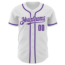 Load image into Gallery viewer, Custom White Purple Authentic Baseball Jersey