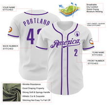 Load image into Gallery viewer, Custom White Purple Authentic Baseball Jersey