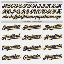 Load image into Gallery viewer, Custom White Navy Pinstripe Old Gold Authentic Baseball Jersey