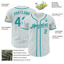 Load image into Gallery viewer, Custom White Teal Pinstripe Gray Authentic Baseball Jersey