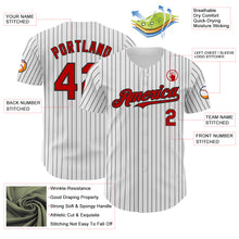 Load image into Gallery viewer, Custom White Black Pinstripe Red Authentic Baseball Jersey