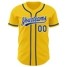 Load image into Gallery viewer, Custom Yellow Royal-White Authentic Baseball Jersey