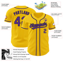 Load image into Gallery viewer, Custom Yellow Purple-Black Authentic Baseball Jersey