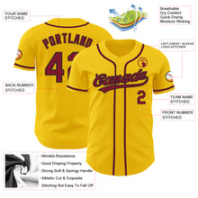 Load image into Gallery viewer, Custom Yellow Crimson-Black Authentic Baseball Jersey