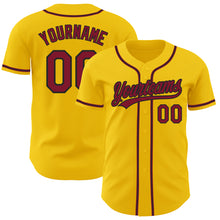 Load image into Gallery viewer, Custom Yellow Crimson-Black Authentic Baseball Jersey