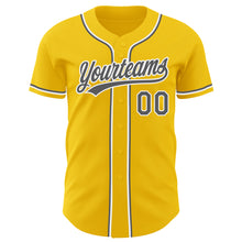 Load image into Gallery viewer, Custom Yellow Steel Gray-White Authentic Baseball Jersey