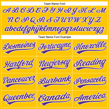 Load image into Gallery viewer, Custom Yellow Purple-White Authentic Baseball Jersey