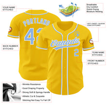 Load image into Gallery viewer, Custom Yellow Light Blue-White Authentic Baseball Jersey