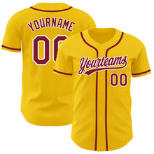 Load image into Gallery viewer, Custom Yellow Crimson-White Authentic Baseball Jersey