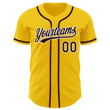 Load image into Gallery viewer, Custom Yellow Brown-White Authentic Baseball Jersey