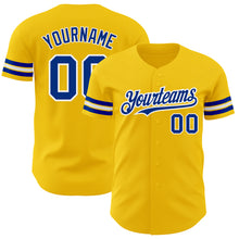 Load image into Gallery viewer, Custom Yellow Royal-White Authentic Baseball Jersey