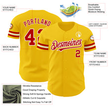 Load image into Gallery viewer, Custom Yellow Red-White Authentic Baseball Jersey