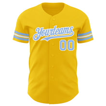 Load image into Gallery viewer, Custom Yellow Light Blue-White Authentic Baseball Jersey
