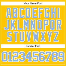 Load image into Gallery viewer, Custom Yellow Light Blue-White Authentic Baseball Jersey