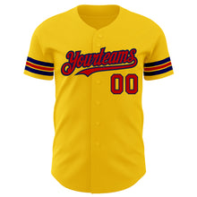 Load image into Gallery viewer, Custom Yellow Red-Navy Authentic Baseball Jersey