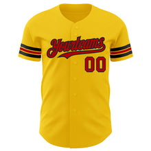 Load image into Gallery viewer, Custom Yellow Red-Black Authentic Baseball Jersey