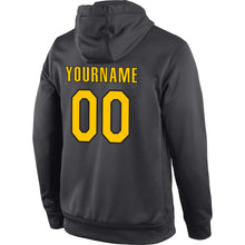 Load image into Gallery viewer, Custom Stitched Anthracite Gold-Black Sports Pullover Sweatshirt Hoodie