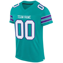 Load image into Gallery viewer, Custom Aqua White-Purple Mesh Authentic Football Jersey
