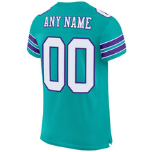 Load image into Gallery viewer, Custom Aqua White-Purple Mesh Authentic Football Jersey