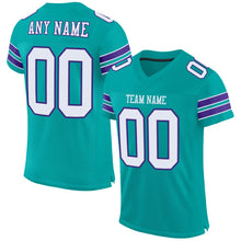 Load image into Gallery viewer, Custom Aqua White-Purple Mesh Authentic Football Jersey