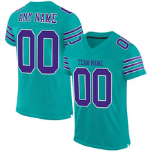 Load image into Gallery viewer, Custom Aqua Purple-White Mesh Authentic Football Jersey