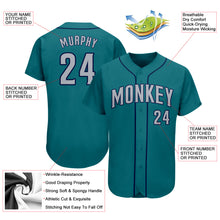 Load image into Gallery viewer, Custom Teal Gray-Navy Authentic Baseball Jersey