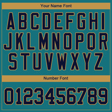 Load image into Gallery viewer, Custom Teal Navy-Old Gold Authentic Baseball Jersey