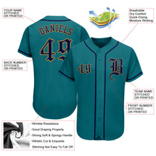 Load image into Gallery viewer, Custom Teal Navy-Old Gold Authentic Baseball Jersey