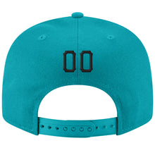 Load image into Gallery viewer, Custom Aqua Black-White Stitched Adjustable Snapback Hat