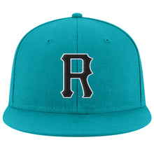 Load image into Gallery viewer, Custom Aqua Black-White Stitched Adjustable Snapback Hat