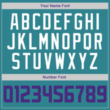 Load image into Gallery viewer, Custom Aqua Purple-White Authentic Throwback Rib-Knit Baseball Jersey Shirt