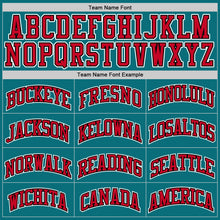 Load image into Gallery viewer, Custom Teal Red-Black Authentic Baseball Jersey