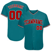 Load image into Gallery viewer, Custom Teal Red-Black Authentic Baseball Jersey