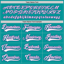 Load image into Gallery viewer, Custom Aqua White-Purple Hockey Jersey