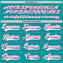 Load image into Gallery viewer, Custom Aqua White-Pink Hockey Jersey