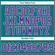Load image into Gallery viewer, Custom Teal Purple Pinstripe Purple-White Authentic Baseball Jersey