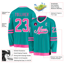 Load image into Gallery viewer, Custom Aqua Pink-White Hockey Jersey