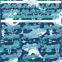 Load image into Gallery viewer, Custom Teal Teal-White 3D Pattern Design Sharks Authentic Baseball Jersey