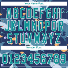 Load image into Gallery viewer, Custom Teal Teal-White 3D Pattern Design Sharks Authentic Baseball Jersey