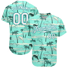 Load image into Gallery viewer, Custom Teal White-Teal 3D Pattern Design Hawaii Palm Trees Authentic Baseball Jersey